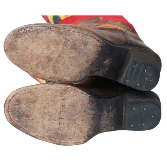 Stetson 17" Tall Knee Hi Cowboy Riding Boots Southwest Blanket Shafts Women's 8 - Picture 9 of 11